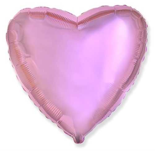 45 cm-es fólia ballon Szív világos rózsaszín metál - Flexmetal