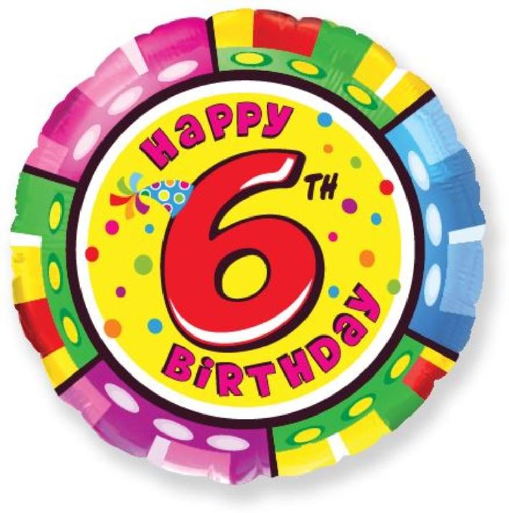Boldog születésnapot 6. születésnapot 45 cm fólialufi 45 cm - Flexmetal