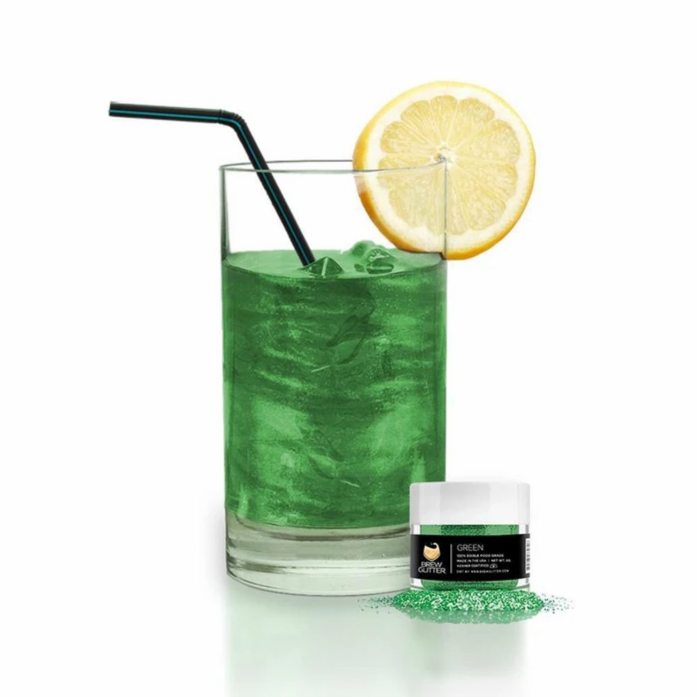 Ehető csillámpor italokba - zöld - Green Brew Glitter® - 4 g - Brew Glitter