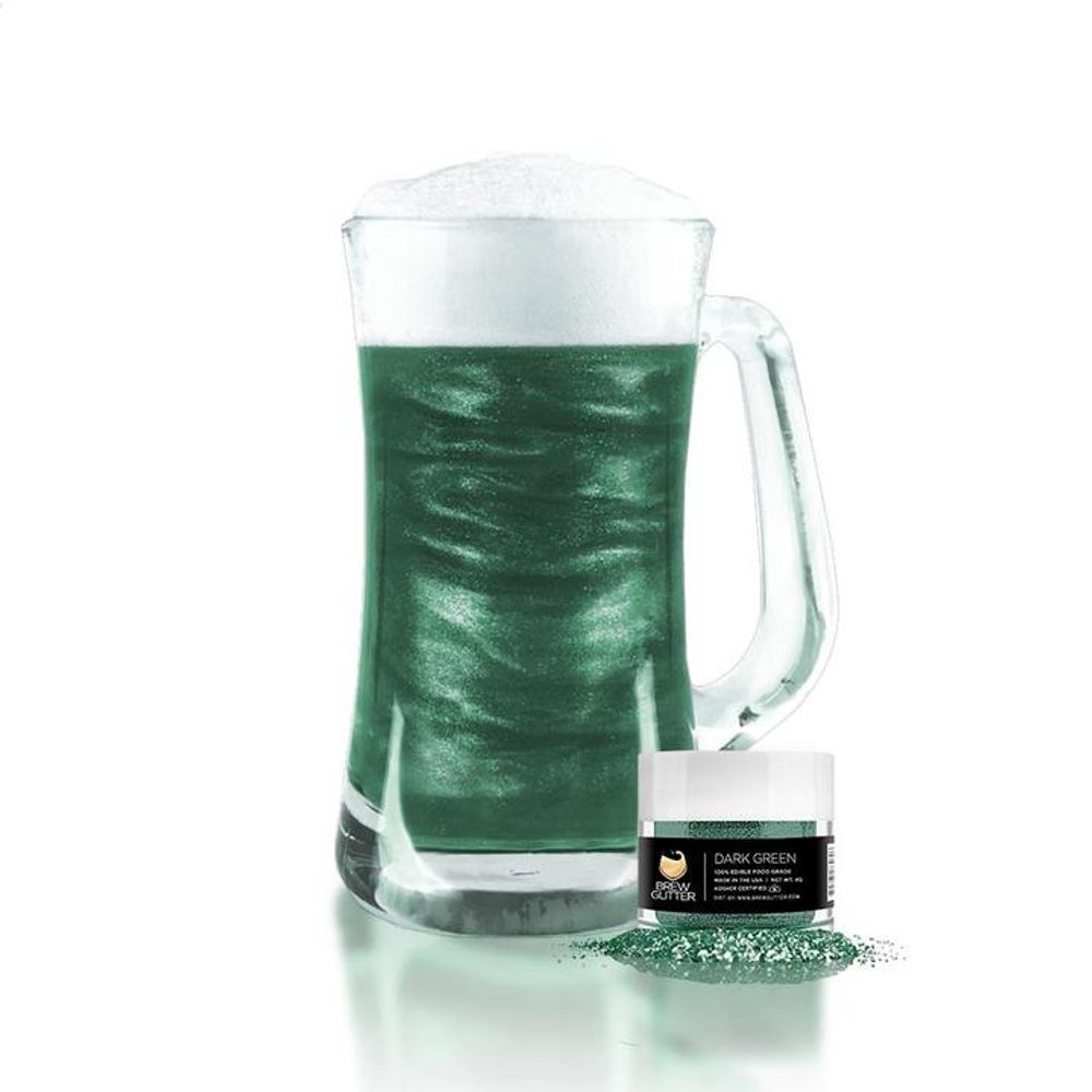 Ehető csillámpor italokhoz - sötétzöld - Dark Green Brew Glitter® - 4 g - Brew Glitter