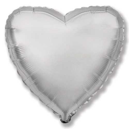 Ezüst szív alakú fólia lufi - 45 cm - Flexmetal