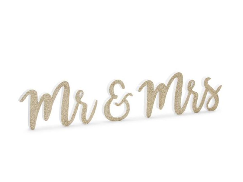 Fából készült Mr & Mrs tábla - arany