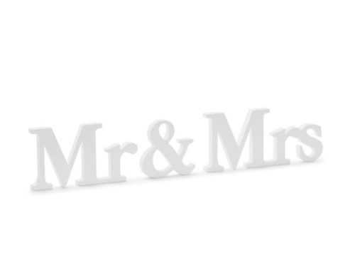 Fából készült Mr & Mrs tábla - fehér