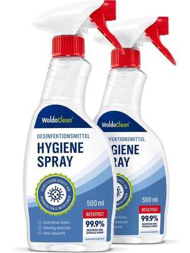 Fertőtlenítő és vírusölő szer professzionális konyhák felületére szórófejes flakonban (2x500ml) - WoldoClean®
