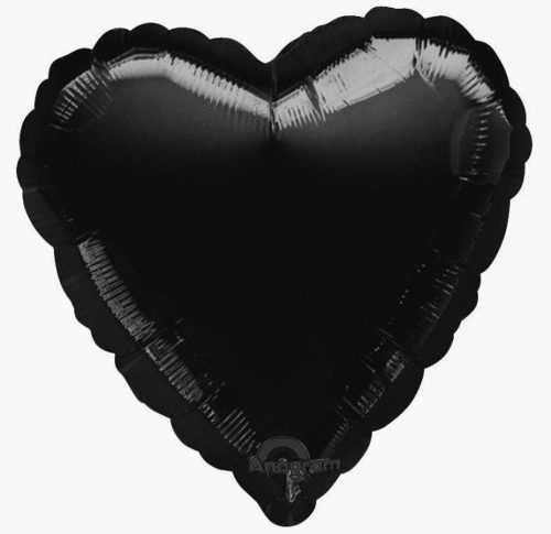 Fólia léggömb 45 cm Szív fekete - UNIQUE