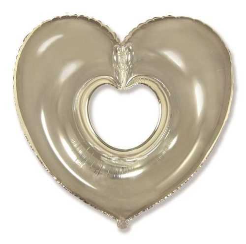 Fólia léggömb szív ezüst 90 cm - Flexmetal