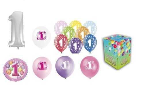 Hélium lufitöltéshez + lufik a kislány 1. születésnapi partijára - 420 l - BALLONPUB