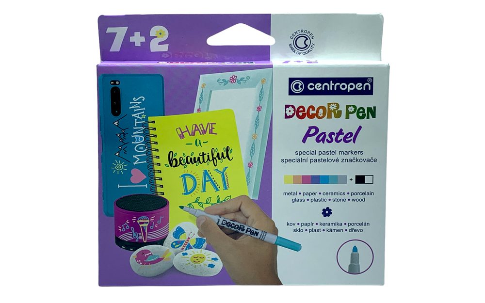 Kavicsfestő filckészlet Decor Pen Pastel - 9 db - Centropen