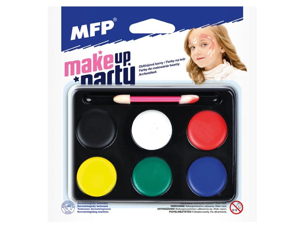MakeUp Party arcfesték készlet ecsettel - 6 db - MFP Paper