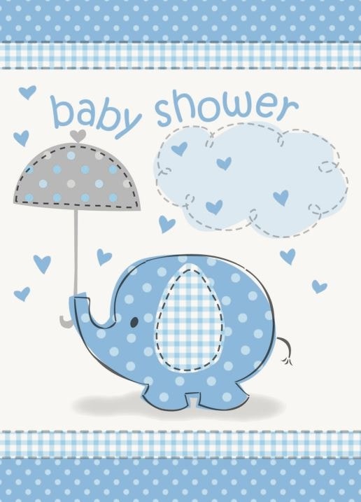 Meghívók umbrellaphants "Baby shower" -Fiú / Boy 8 db - UNIQUE