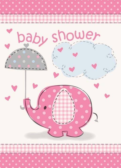 Meghívók umbrellaphants "Baby shower" - Lány / Girl 8 db - UNIQUE