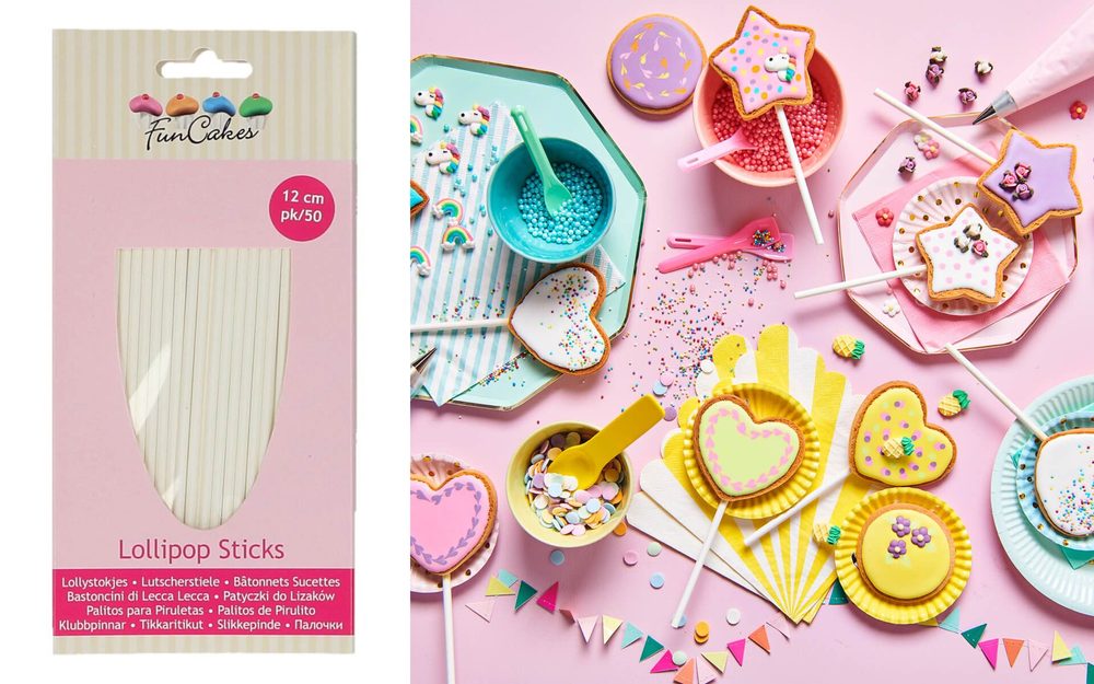 Pálcikák (nyalókapálcikák) cake pops és nyalókákhoz 50 db - Lollipop Sticks - 12 cm - FunCakes