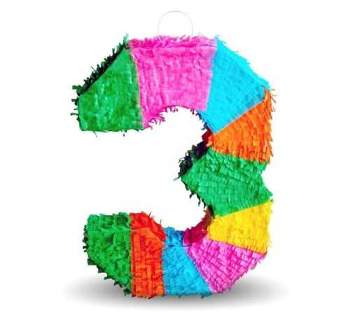 Piñata szám " 3 " színes - törhető