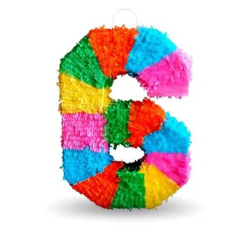 Piñata szám " 6 " színes - törhető