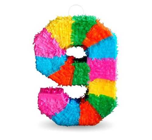 Piñata szám " 9 " színes - törhető