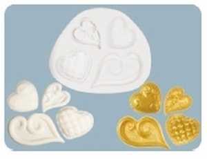 Szilikon forma díszes szívek Fancy Hearts - FPC Sugarcraft