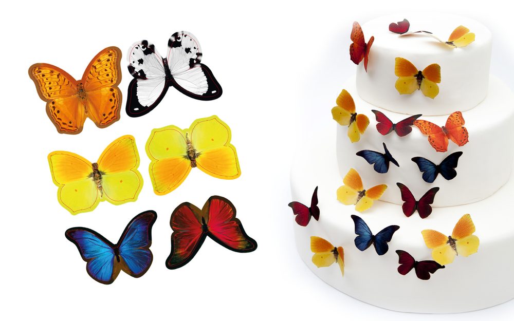 Színes pillangók - ehető papírból készült dekoráció - breAd. & edible