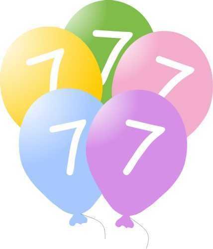 Születésnapi léggömbök 5 db 7-es számmal gyerekeknek - Belbal