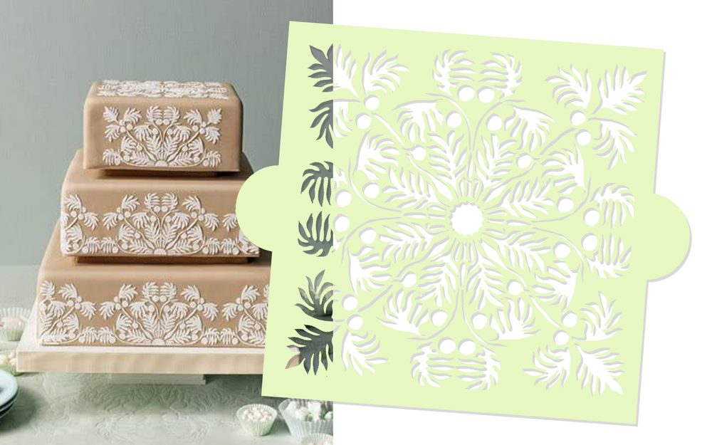 Torta és scrapbook stencil - Stencil Hawaiian Palms Top - Designer Stencils