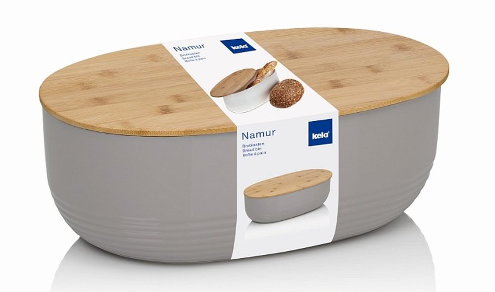 NAMUR kenyértároló műanyag/fa szürke - Kela