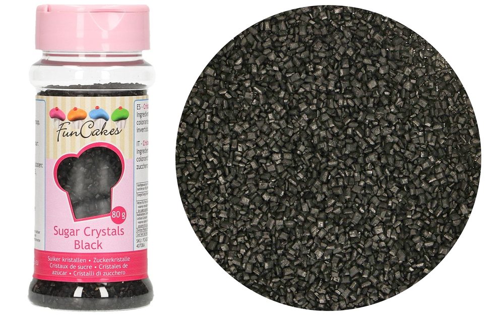 Színes dekoratív fekete cukor 80 g - FunCakes