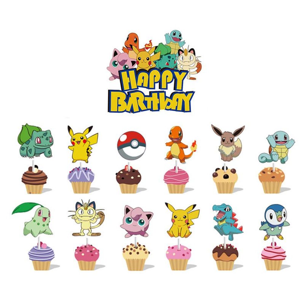 Torta és muffin topper 13db Pokémon - Cakesicq