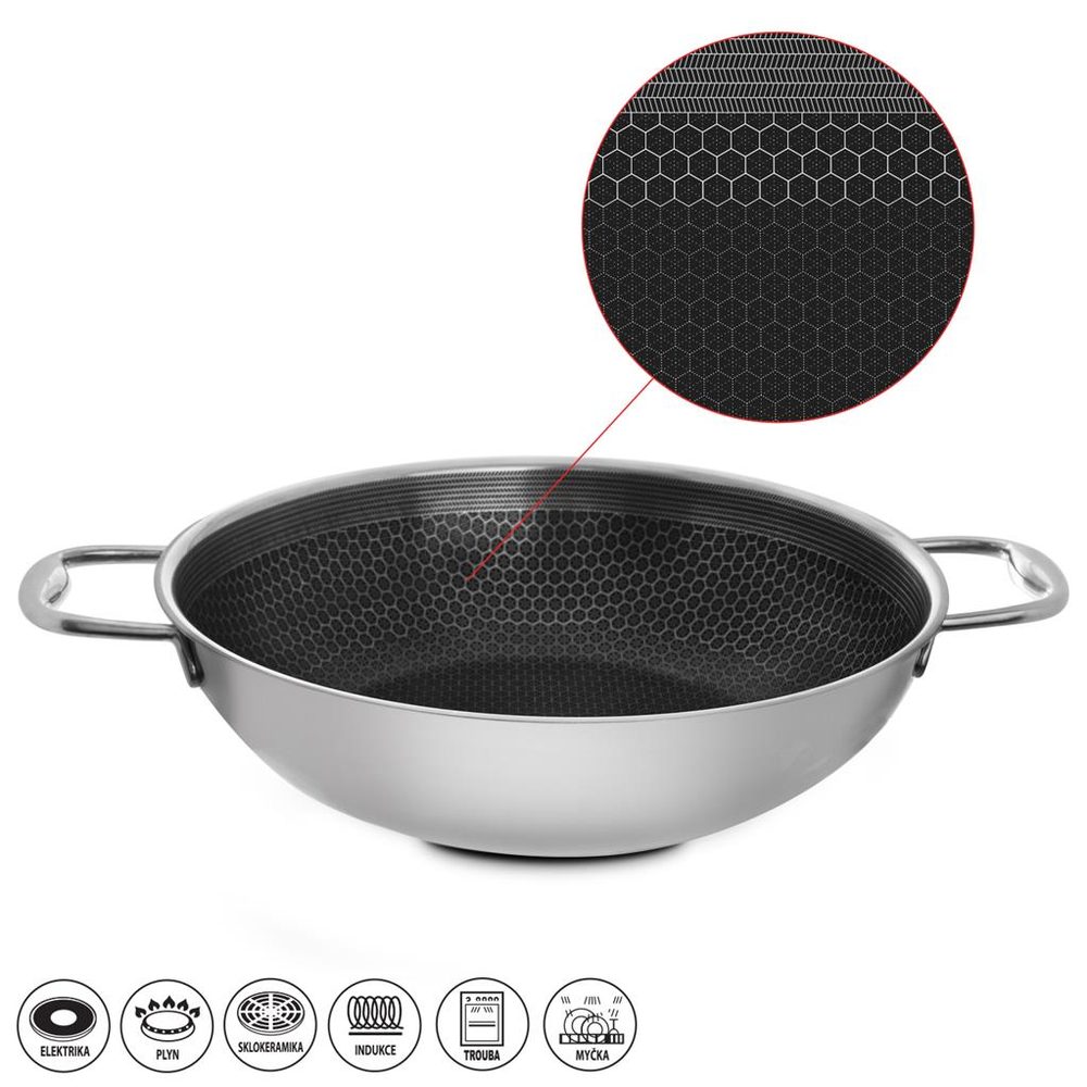 COOKCELL WOK serpenyő tapadásmentes felülettel 3 réteg 28 cm - ORION
