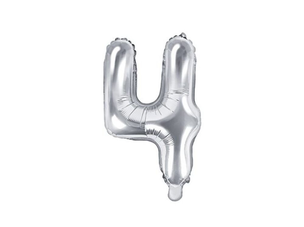 Ezüst fólia szám 35 cm - 4 (NEM TÖLTHETŐ HÉLIUMMAL) - PartyDeco