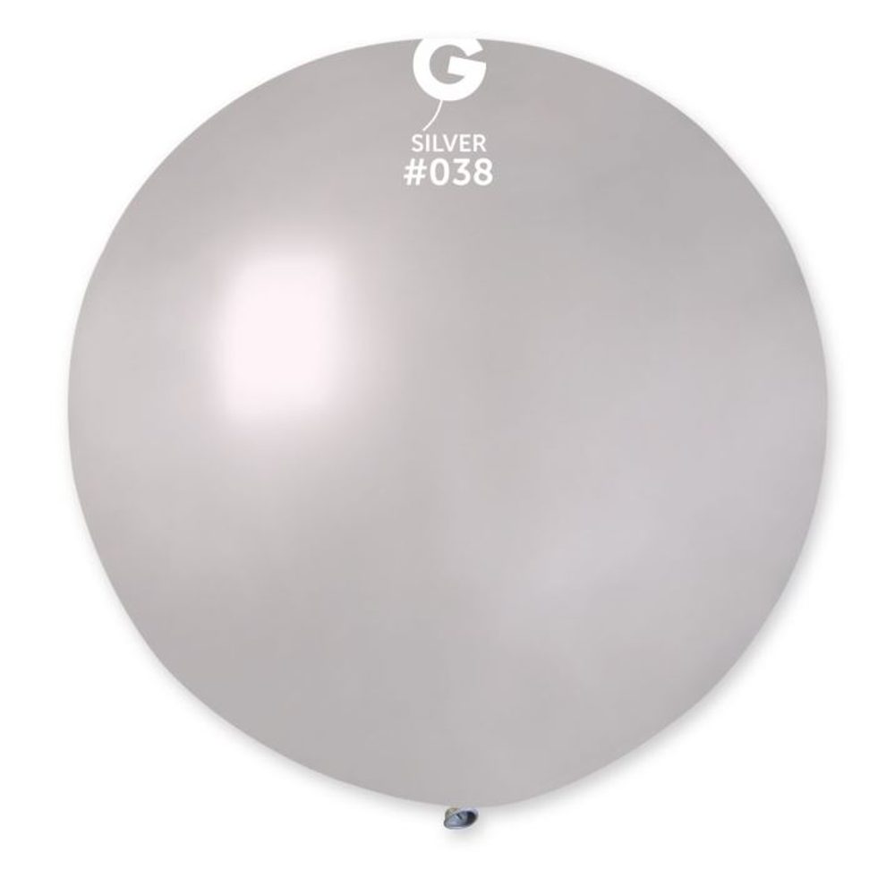 Fémes latex léggömb 80 cm - ezüst 1 db - SMART