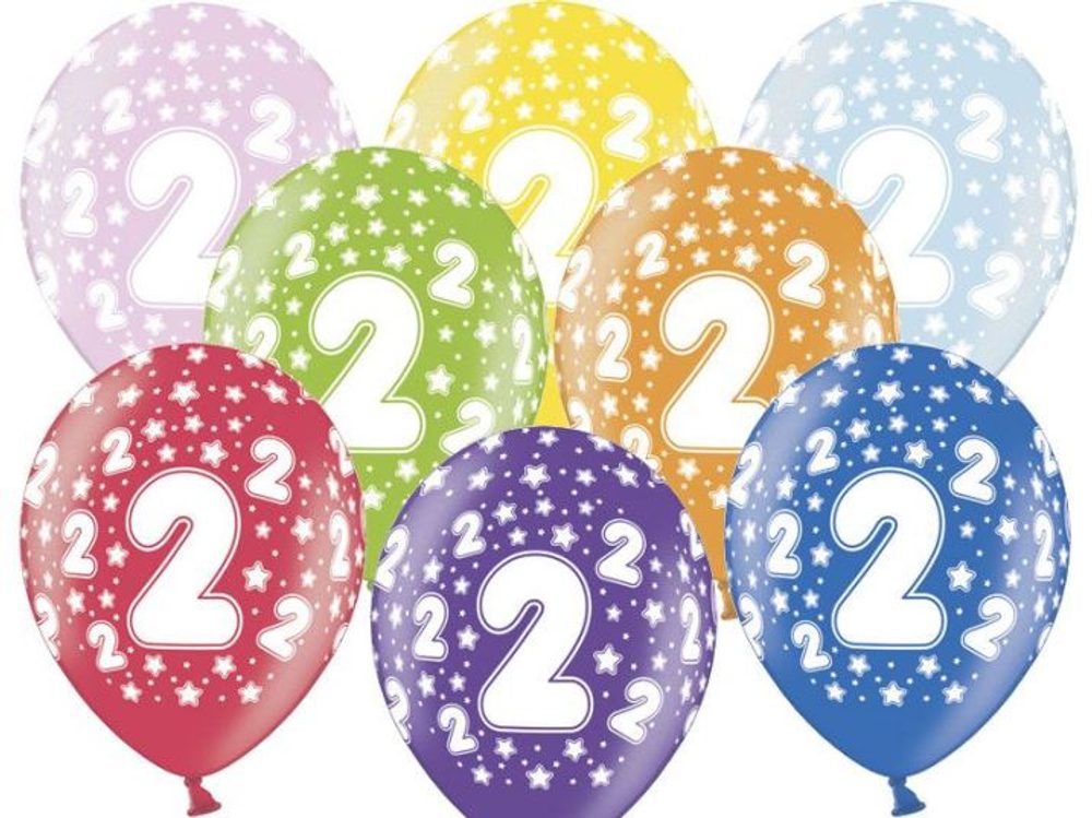 Fényes Lufik 30 cm fémes mix - Születésnap No.2 - PartyDeco
