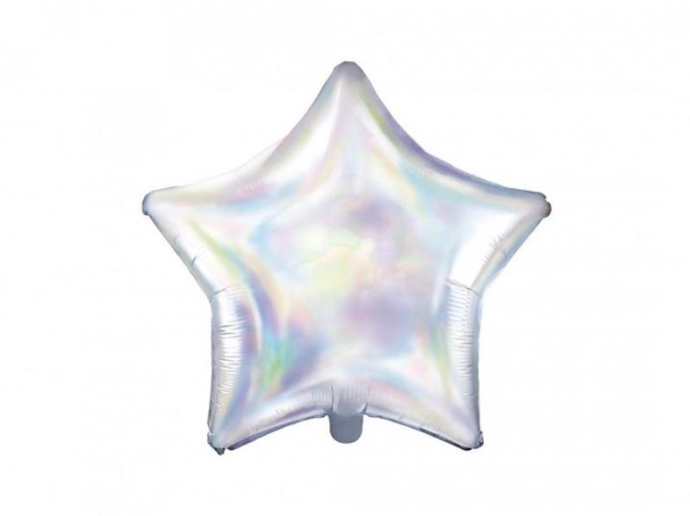 Fólia léggömb 45 cm Csillag opálfényű / szivárvány - Egyszarvú - PartyDeco