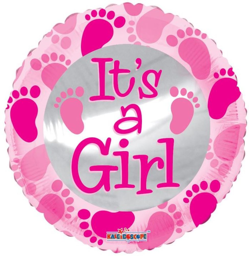 Fóliás lufi kerek - It´s a Girl - Lányos - 45 cm - Baba Zápor - SMART