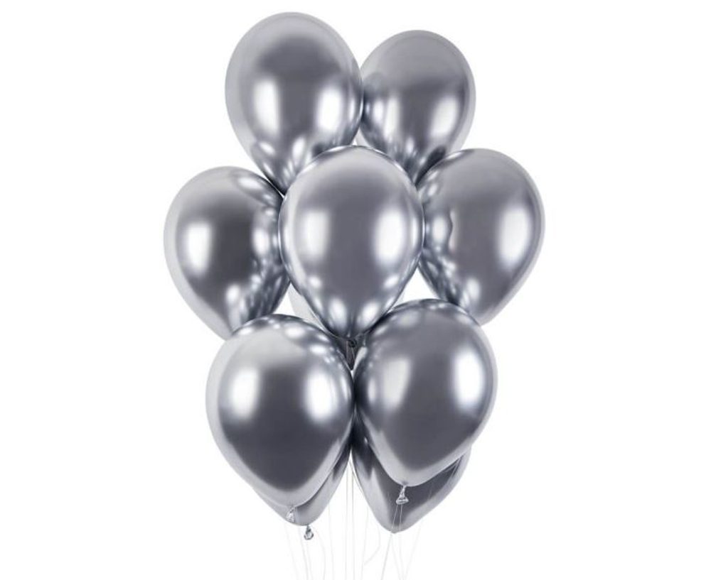 Króm ballonok 50 db ezüst fényes - átmérő 33 cm - SMART