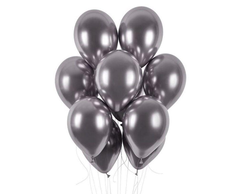 Króm ballonok 50 db űrszürke fényes - átmérő 33 cm - SMART