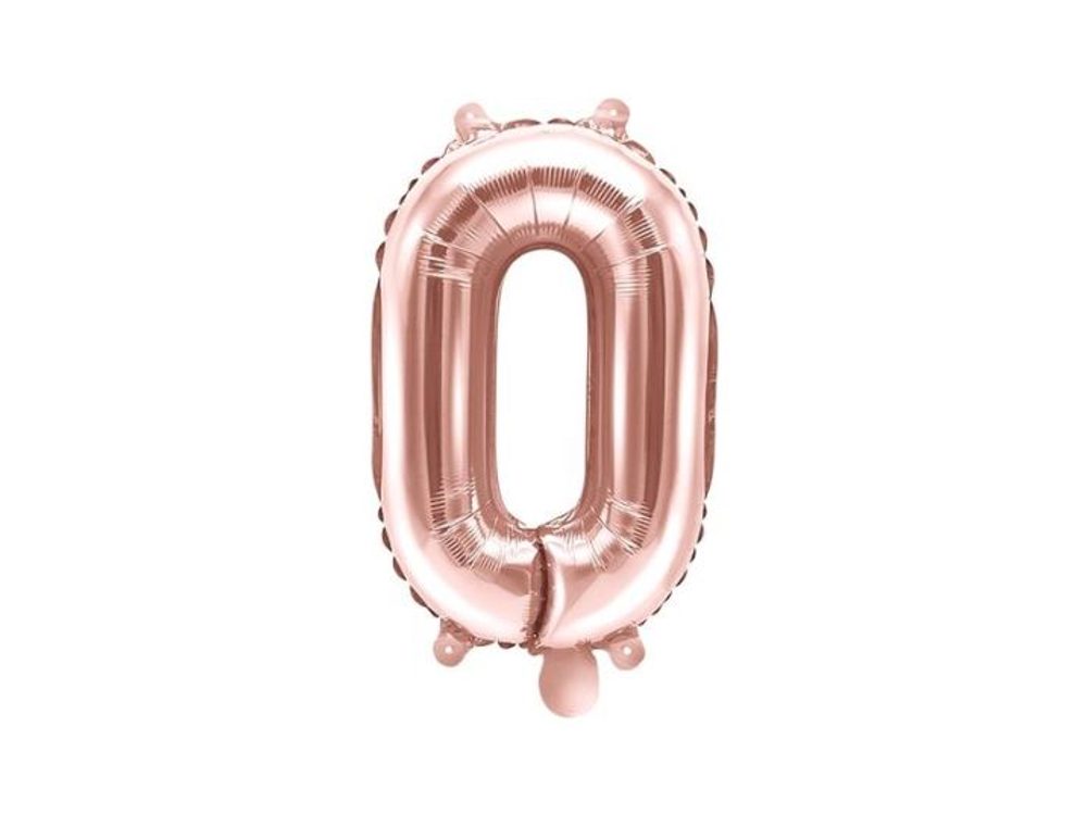 Rózsaarany fóliás számú lufi - 35 cm - 0 (NEM TÖLTHETŐ HÉLIUMMAL) - PartyDeco