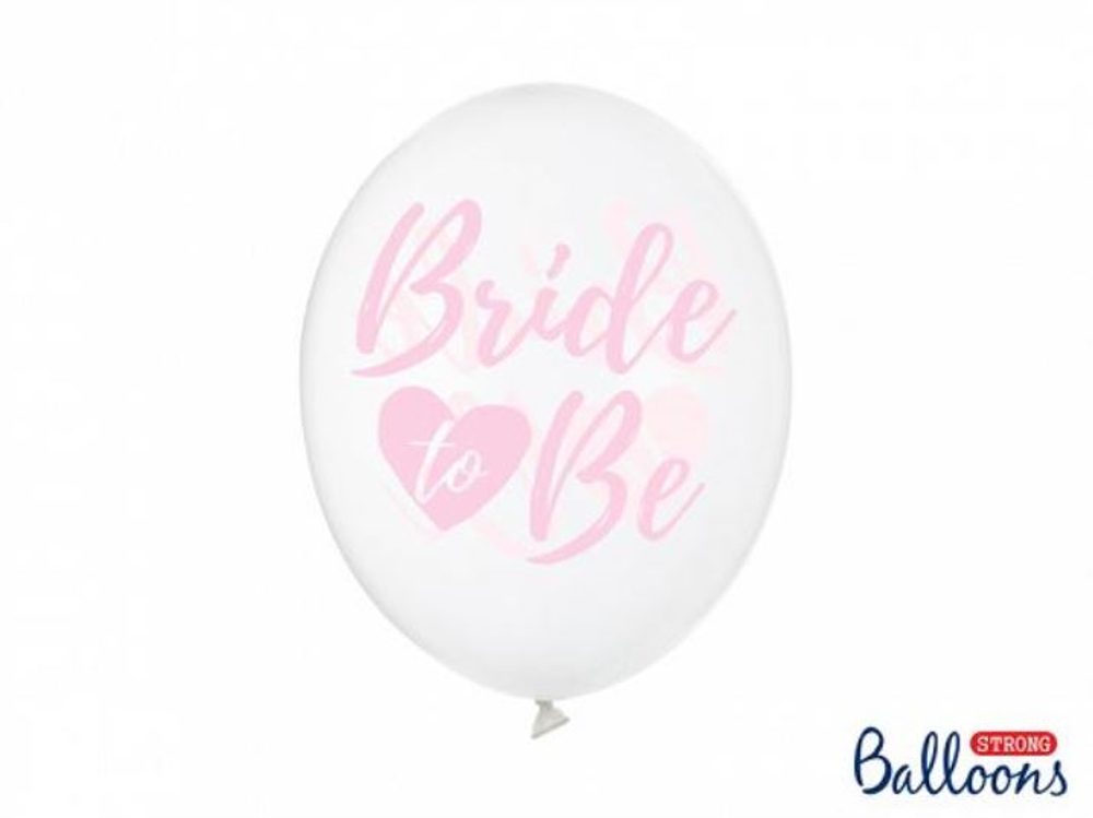Rózsaszín feliratos latex léggömbök "Bride to be" - Leánybúcsú - 30 cm - 6 db - PartyDeco