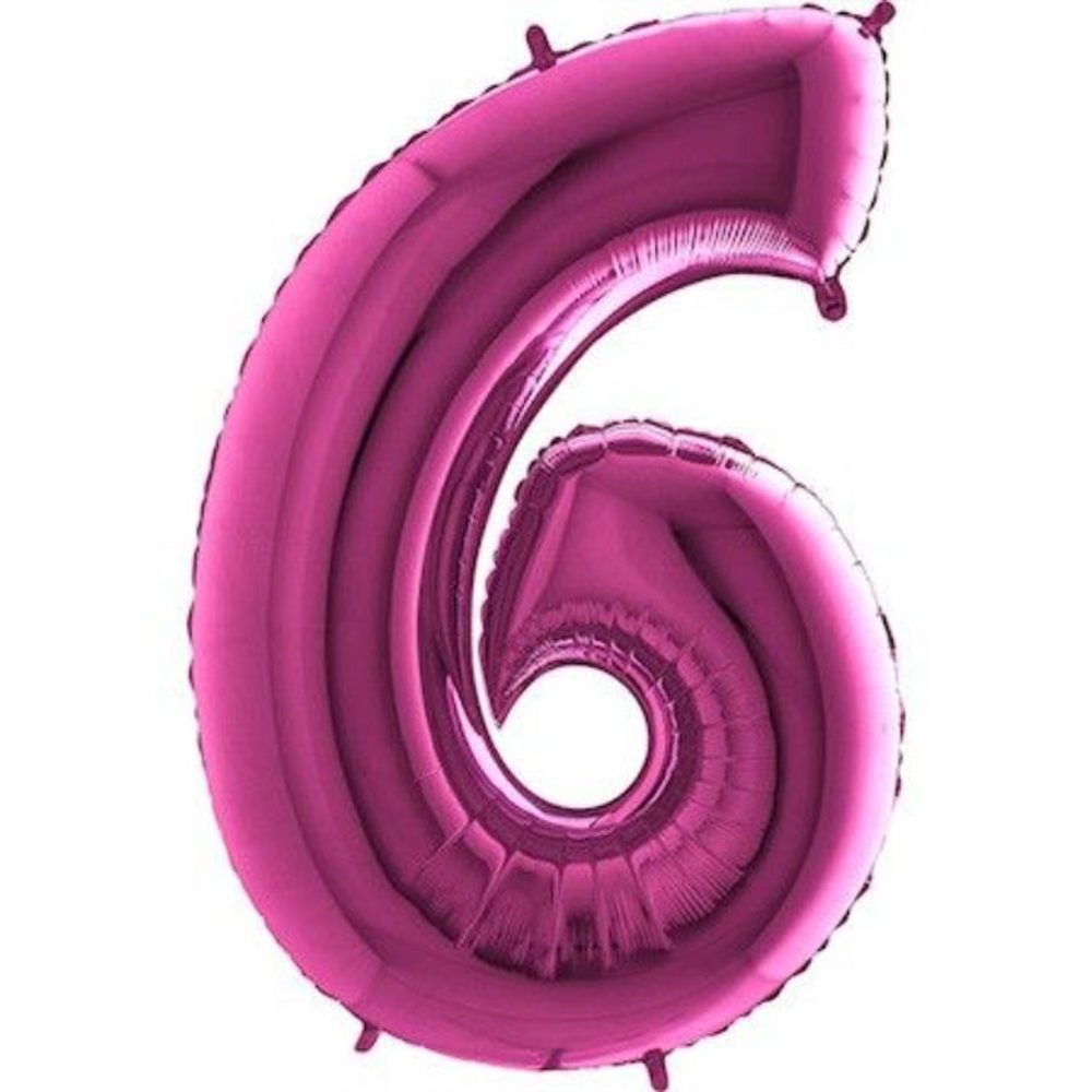 Rózsaszín fóliás szám ballon - Pink 115 cm - 6 - Flexmetal