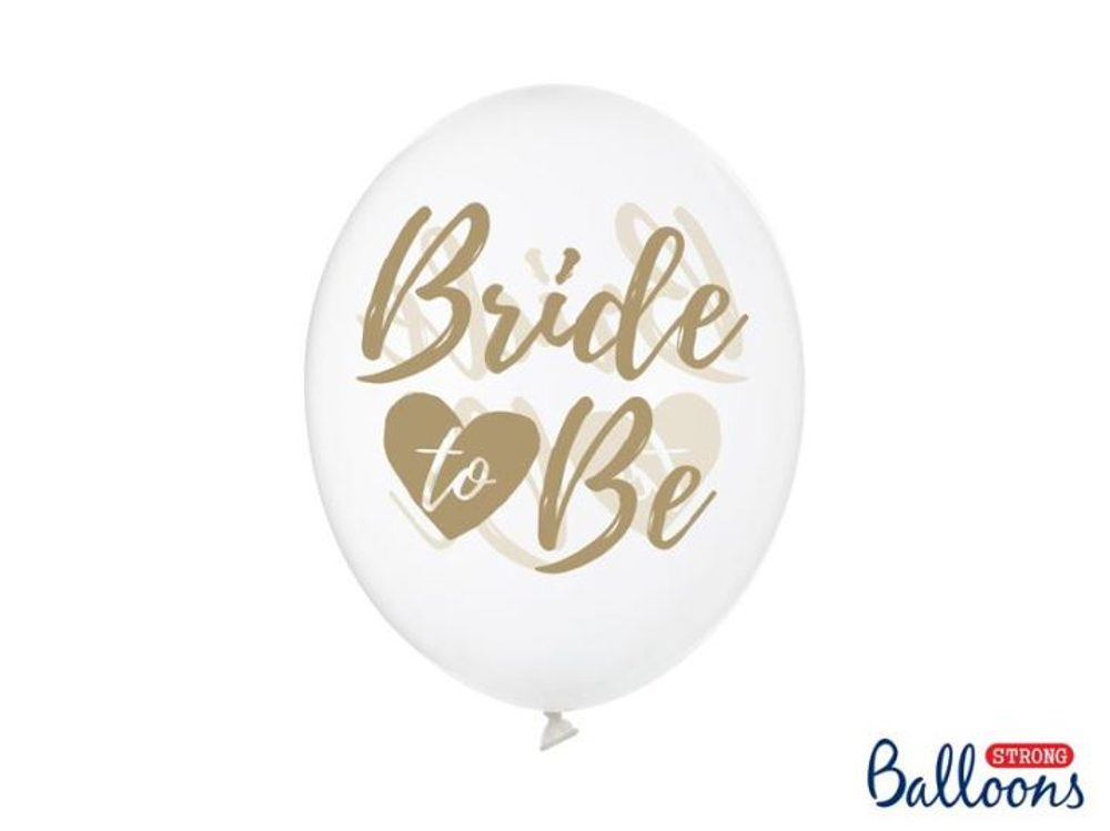 Rózsaszín lufik arany "Bride to be" felirattal - Leánybúcsú - 30 cm - 6 db - PartyDeco
