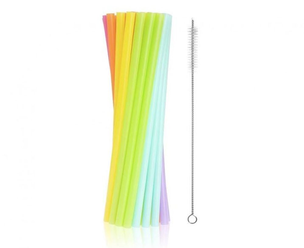 Újrahasználható műanyag szívószál - 9 x 240mm Pasztell - 17db - GoDan
