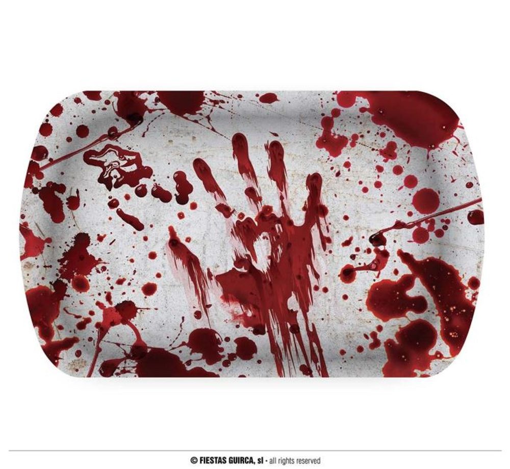 Vérnyomokkal díszített műanyag tányér - Halloween - 29 x 15 x 3 cm - GUIRCA