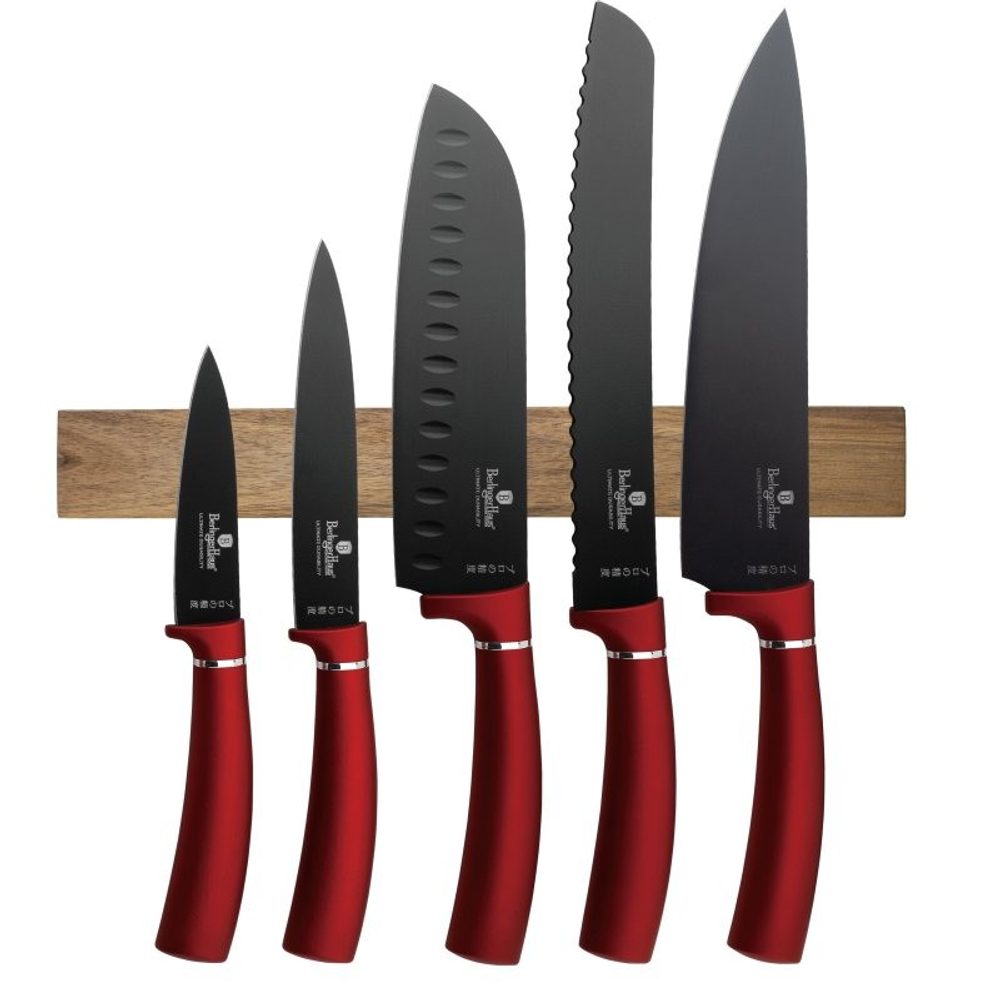 6 darabos mágneses késkészlet Burgundy Metallic Line - BERLINGERHAUS