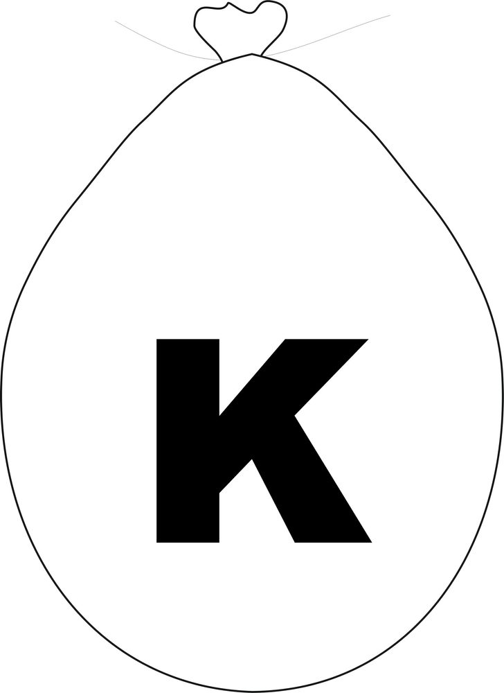 Fehér K betűs léggömb -