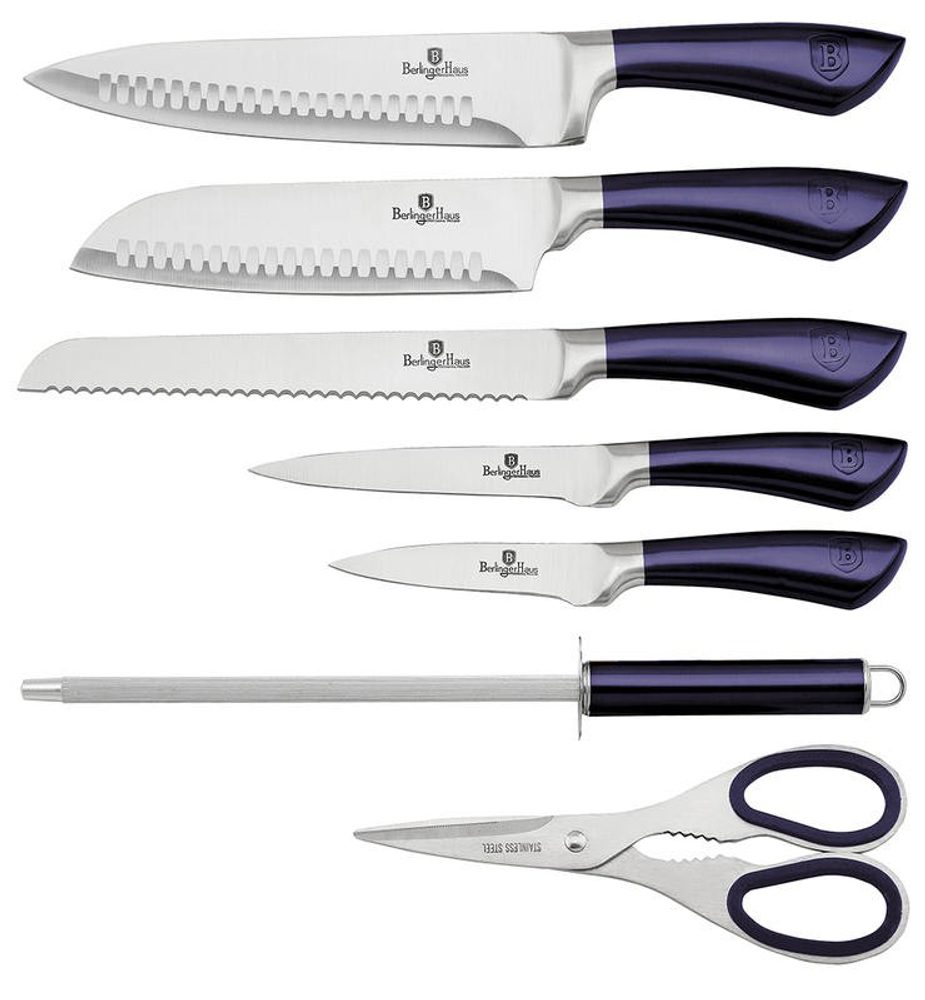 Fém késkészlet állványban 8 db Purple Metallic Line - BERLINGERHAUS
