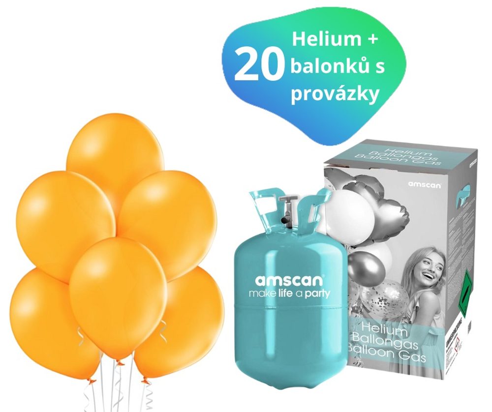 Helium készlet + 20 db narancssárga lufi - balonky.cz