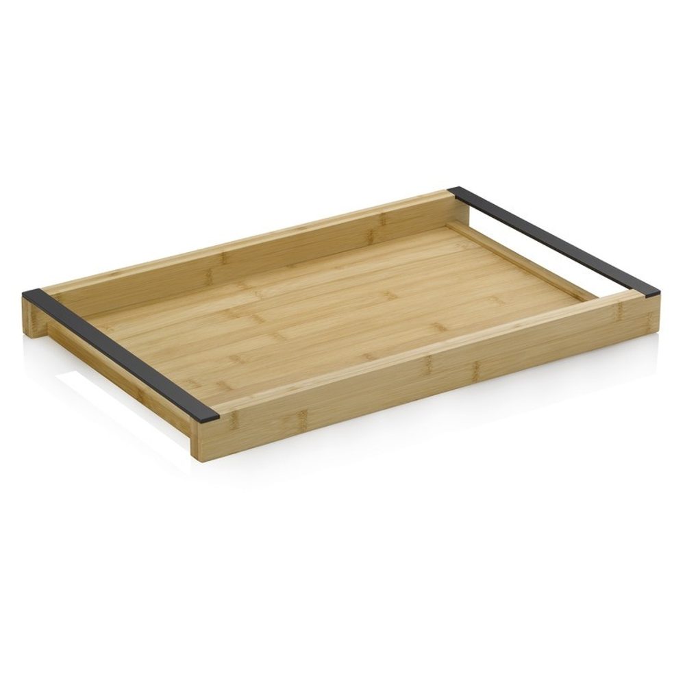 Kiril 54x35 cm fekete bambusz tálca - Kela