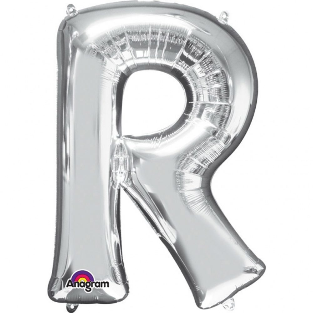 R betű ezüst fóliás lufik 22cm x 33cm - Amscan