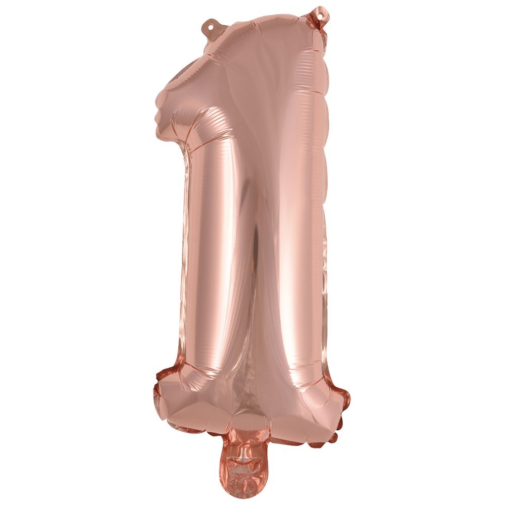 Rózsaszín-arany fólia lufi 1-es születésnapra 35 cm Amscan - Amscan