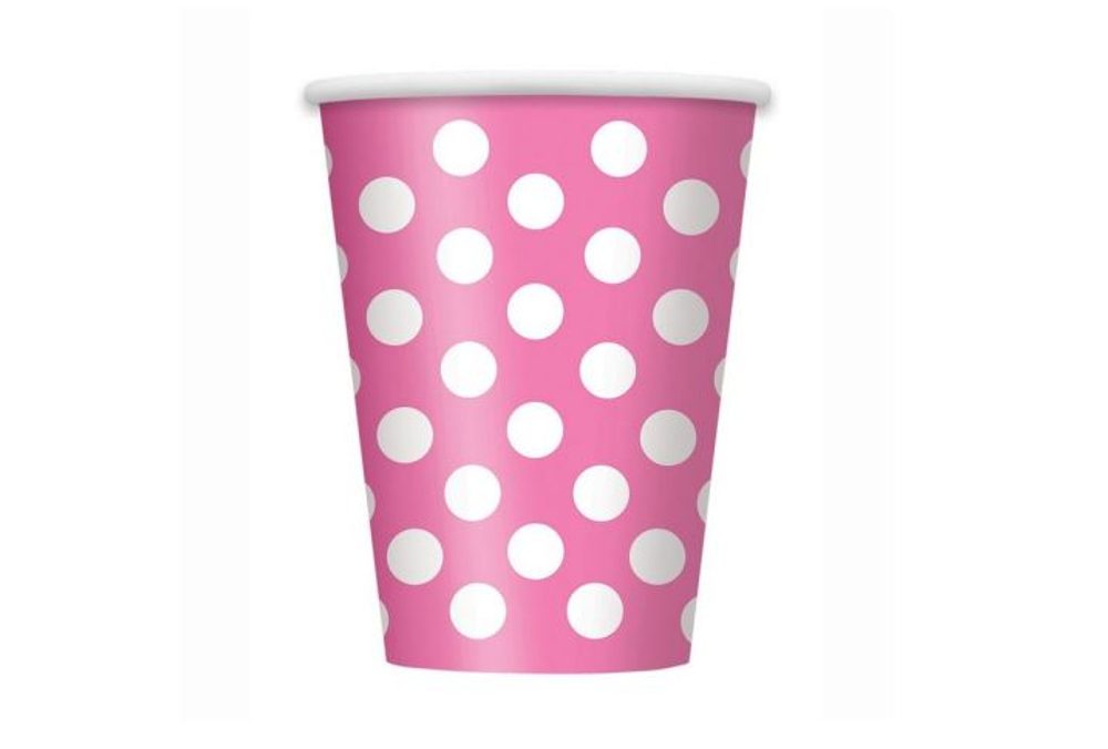 Rózsaszín pöttyös poharak - 354 ml - 6 db - UNIQUE