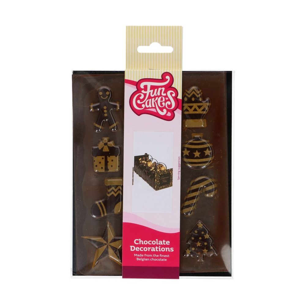 Arany karácsonyi csokoládédísz - 12 db - FunCakes