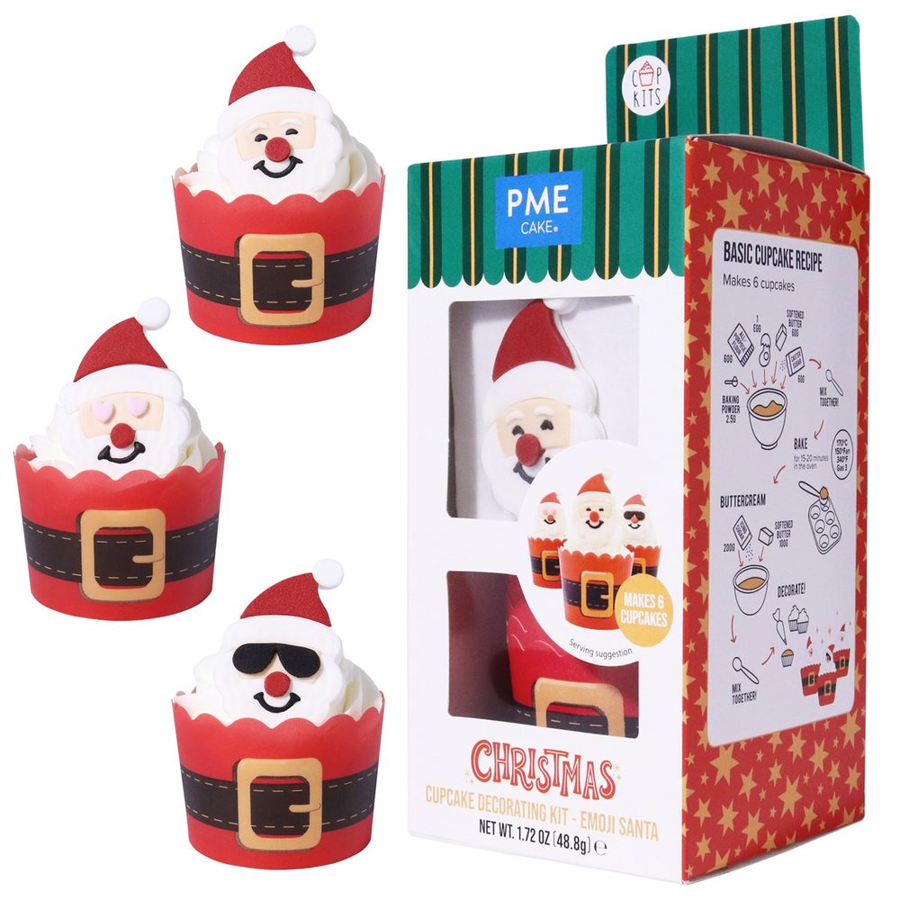 Karácsonyi cupcake díszítő szett - Emoji Mikulás (6 darabos szett) - PME